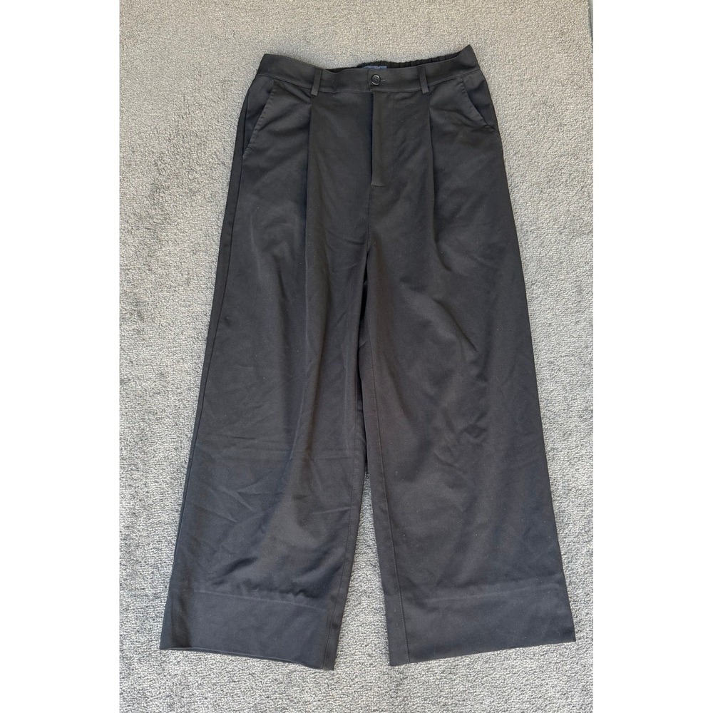 Indigo Rising Black High Waisted Wide Leg Pleated Trousers Elastic Cropped XL